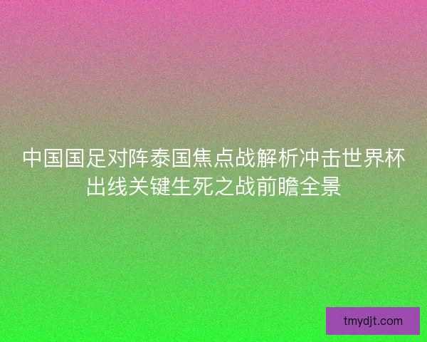 中国国足对阵泰国焦点战解析冲击世界杯出线关键生死之战前瞻全景