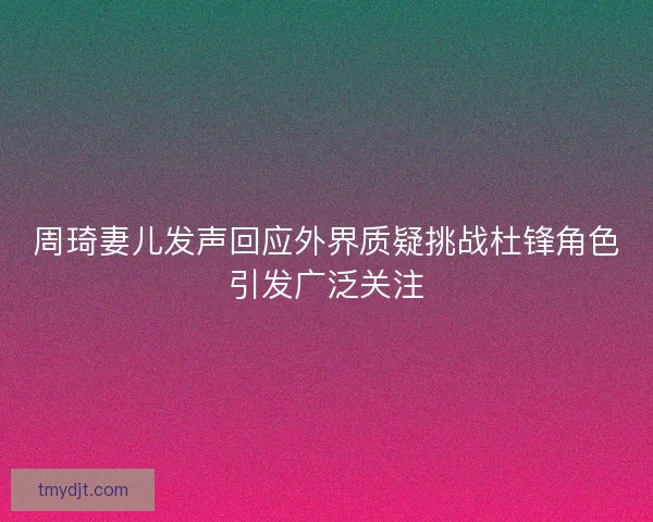 周琦妻儿发声回应外界质疑挑战杜锋角色引发广泛关注